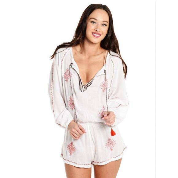 Eberjey Ivory Fiesta Nador Rhea Beach Summer Cotton Romper Size Small/Medium - Picture 14 of 14